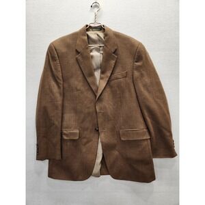 Vtg Lauren Ralph Lauren‎ Men's 40R Brown Lambswool Houndstooth Sport Coat Jacket